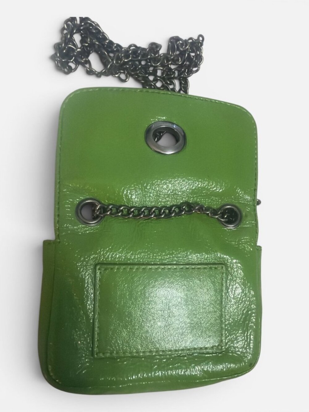 VTG HOBO International Mini Bag Green Patent Leather Turn Lock Convertible Pouch - Picture 10 of 11